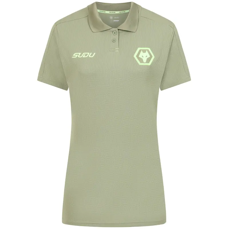 Wolverhampton Wanderers Shop | 2025-26 Players Travel Polo – Khaki – Womens Wolverhampton Wanderers Merchandise
